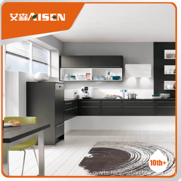 Assembled package easy to install matt black lacquer kitchen cabinet